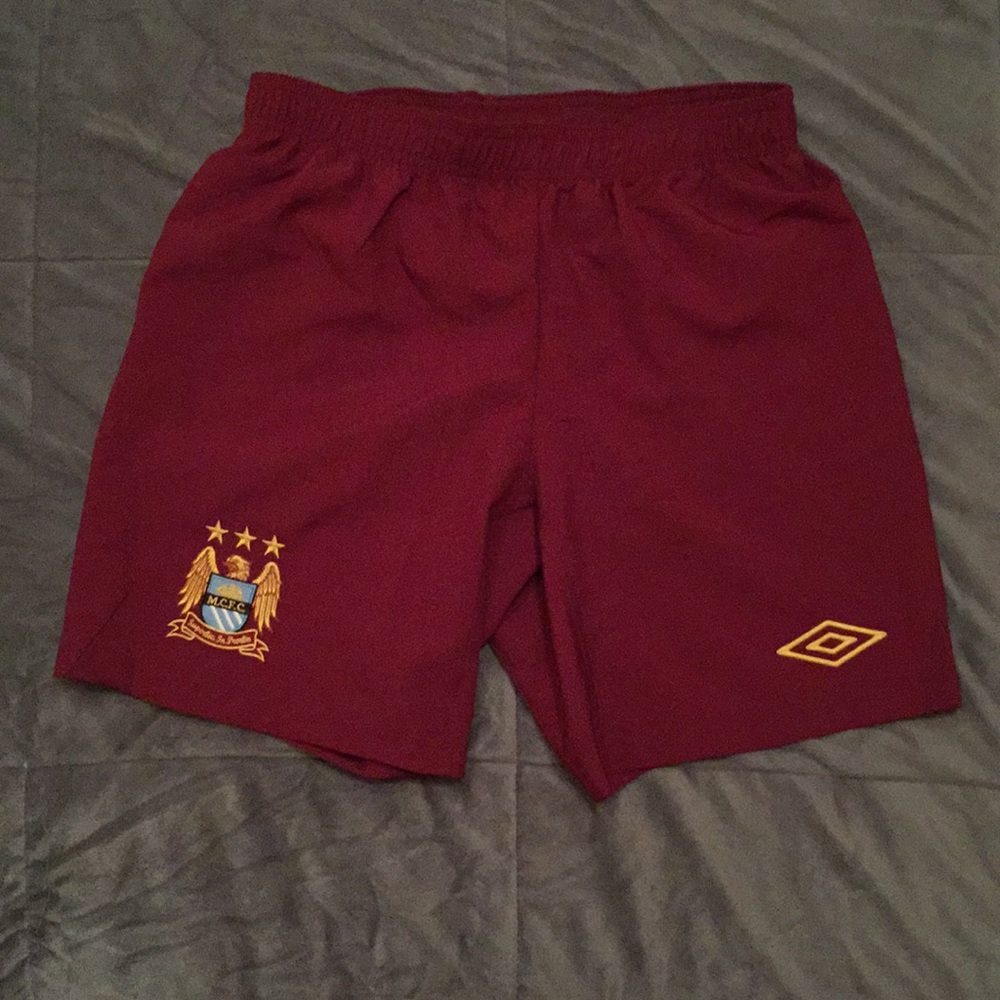 Manchester City Drawstring Soccer Shorts - Maroon